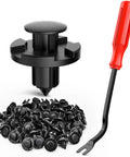 100 Pcs Nylon Bumper Rivet Clips Set For Nissan Vehicles 8mm Hole OEM Replacement 01553 093210, with fastener remover tool.