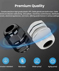 Image of two 32-38mm Threaded Cable Glands With Gasket And Washer, Nylon PA Plastic Cord Grip, ideal for electrical boxes.