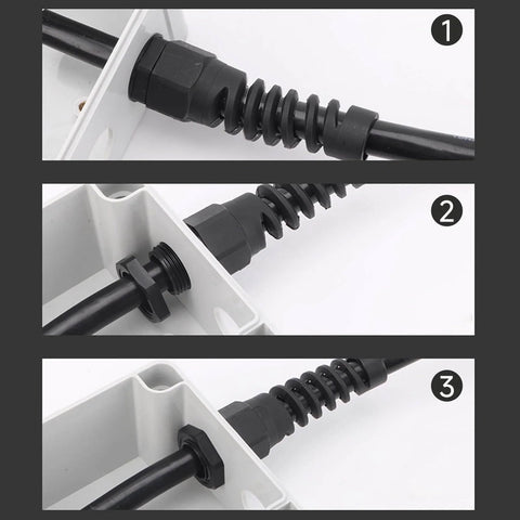Nylon PG7 Cable Gland Waterproof With Strain Relief For 3mm To 6.5mm Wires installation sequence in a panel