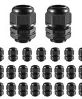 25 Pack Nylon Cable Gland Joints With Gaskets Three Quarter Inch NPT Waterproof IP68 Strain Relief Cord Grip Fittings shown