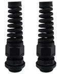 Two Pack NPT Three Quarter Inch Cable Glands Waterproof IP68 Nylon Joint With Flex Spiral Strain Relief For Thirteen To Eighteen Millimeter Wires Fits Half To Seven Tenths Inch Cable Range PA66