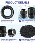 25 Pack Nylon Cable Gland Joints With Gaskets Three Quarter Inch NPT Waterproof IP68 Strain Relief Cord Grip Fittings product details