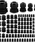 100 Piece Nylon Cable Gland Kit With Five Sizes 3 To 25 Mm Includes PG7 PG9 PG13.5 PG21 And PG29 Waterproof NPT Weatherproof