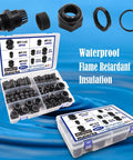 60Pcs Cord Grip Cable Glands Kit Waterproof IP68 Nylon PA66 Adjustable NPT One Quarter Inch Three Eighths Inch One Half Inch Three Quarters Inch One Inch With Gaskets Strain Relief Connectors For Outdoor Electrical Enclosures DIY Ready, featuring carrying case and various cable gland components.