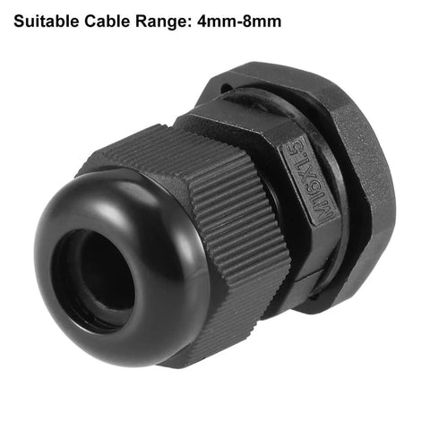 Image of Beefy Heavy Duty M16x1.5 Cable Gland For 4mm To 8mm Wire Holes Waterproof Nylon Joint with Adjustable Locknut and Washer