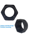 Side and bottom view of 2 Inch NPT Strain Relief Nylon Cord Grip 5 Pack Waterproof IP68 Glands Adjustable Wire Cable Grip Connector.