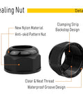 All Weather IP68 Waterproof Nylon Cable Gland Connectors PG7 With Locknut And Gaskets, close-up of sealing nuts showing design