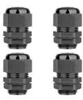Four Pack NPT Three Quarter Inch Cable Gland Set, Plastic Waterproof Nylon Cable Joints With Gaskets, Adjustable Connector front view