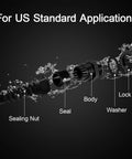 Exploded view of Heavy Duty Waterproof Nylon Cable Gland 16mm Thread Five Eighth Inch IP68 Connector with labeled parts