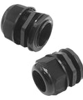 Two 1-1/4 Inch Nylon PA66 Black Cable Glands, IP68 Waterproof, adjustable strain relief cord grips for electrical use