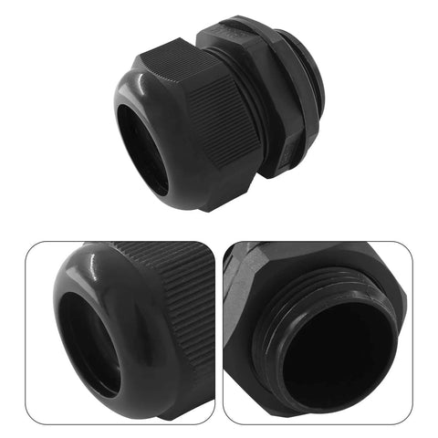 Two Pack Nylon Cable Glands One And A Quarter Inch NPT Waterproof Cord Grips For Electrical Installations With Pro Grade Strain Relief And Durable Black Gland Connectors For Indoor And Outdoor Use