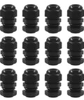 Twelve Three Eighths Inch NPT Cable Glands Nylon Waterproof Adjustable Cord Grips With Locknut And Gaskets Heavy Duty Strain Relief