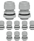 10 Pack Nylon Cable Glands Half Inch NPT IP68 Weatherproof Cord Grip With Adjustable Strain Relief For 6 To 12mm Cable Diameter Tough As Nails Panel Mount Grey