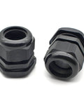 Waterproof Cable Glands Set In Nylon PA66 IP68 Rated Adjustable Strain-Relief Cord Grip Connector For 25-32mm Wires Black 2-Pack NPT 1-1/2 Inch Thread UL Listed Flame Retardant Heat Resistant Durable And Easy To Install shown from front view