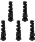 Five Pack NPT Half Inch Cable Glands With Strain Relief IP68 Waterproof Cable Gland With Adjustable Locknut For Six To Twelve Millimeter Wire Diameter Range Built Tough shown front view