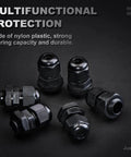 25 Pack Nylon Plastic Cable Glands Waterproof Adjustable PG7 7/64 To 1/4 Inch 3mm To 6.5mm Sealed Wire Joint Protectors
