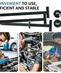 50 Pack Nylon Universal Cable Tie Buckles Self Locking Retainers For Cars displayed with installation on vehicle and bike.