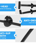 Close-up view of the 100 Pcs Nylon Universal Cable Tie Buckle Kit with Pin and Button design showing T-head and anti-slip teeth.