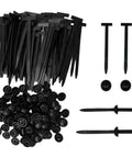Universal Automotive Nylon Cable Tie Kit With 100 Pieces, Heavy Duty Zip Tie Clips displayed, includes ties and clips