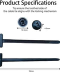 Ultimate 200 Piece Nylon Cable Ties Kit With PP Storage Box For Car Repair UV Resistant Universal Fit For Bumpers And Fenders By Fixion Tools showing dimensions