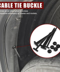 200 Pack Nylon Universal Cable Ties and Push Pin Rivet Fasteners for Car Repair shown installed on a vehicle wheel well.