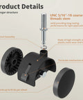 Detailed view of 2 Inch Nylon Caster Wheels With Brake, 5/16-18 Threaded Stem UNC Coarse Thread, highlighting components and features.