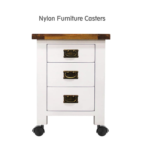White drawer unit with wood top on 2 Inch Threaded Stem Nylon Swivel Locking Casters Set Of 4, M8 Fitment