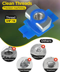Nylon Channel Squeeze Nut For Strut Channel Three Eighths Inch Thickened Cone Nut With Sixteen Thread 30 Pack, blue and silver.