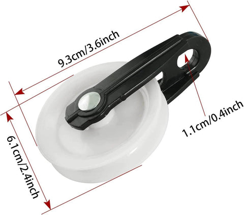 Nylon Clothesline Pulley 2 inch Diameter Nylon Pulley Outdoor Puller Rope Wire Rope Pulley showing close-up dimensions
