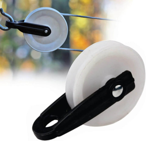Nylon Clothesline Pulley 2 inch Diameter Nylon Pulley Outdoor Puller Rope Wire Rope Pulley Clothes Line Pulley Kit installed on clothesline
