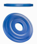 Close-up of Self Forming Nylon CO2 Regulator Washers For CGA-320 Fittings, 15 Pack, showing front and side view of blue washer