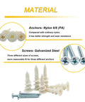 3 Sizes Self Drilling Drywall Anchors, 310PCS Nylon Plastic Wall Anchors and Screws for Drywall, shown with nylon anchors and galvanized screws.