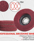 Professional brushing wheel made from premium nylon fiber shown with close-up of textured surface.