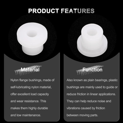 Flanged Nylon Sleeve Bearings Pack Of 60 Self Lubricating Bushings 2mm Bore 4.4mm Outer Diameter 4.1mm Length 6.2mm Flange White