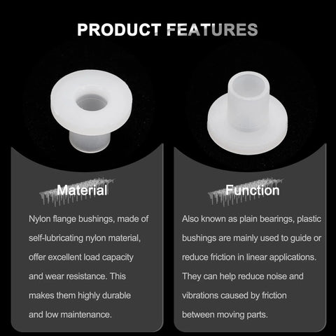 Flanged Sleeve Bearings Nylon Bushings With Flange 4mm Bore 5mm Outer Diameter 7mm Length, nylon material, product features
