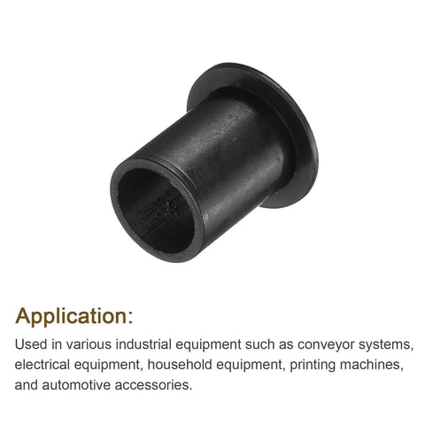 12 Pack Flanged Nylon Sleeve Bearings 13mm Bore 16.1mm OD 22.1mm Length Flange 22mm Black Self Lubricating Bushing