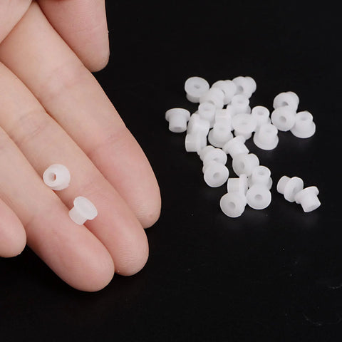 30 Pieces Flanged Sleeve Bearings Nylon Bushings for Shaft With 2mm Bore, showing size and material in detail