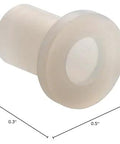 Nylon Flanged Bushing For Three Eighths Inch Screws, 0.556 Inch Outer Diameter White, side view showing dimensions and flange details