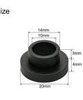 Diagram of black Nylon Flanged Sleeve Bearings 10mm Bore 14mm OD 7mm Length with 20mm flange diameter.