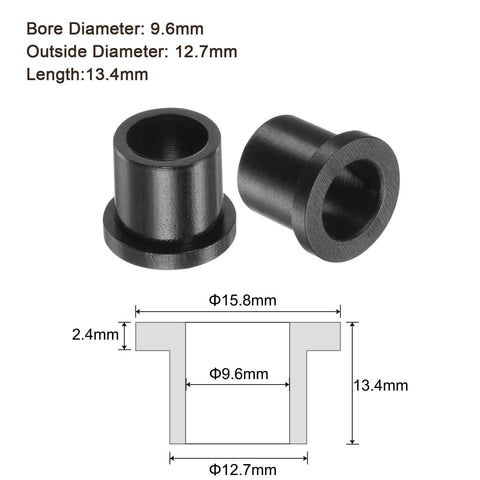 4 Pieces Flanged Sleeve Bearing 9.6mm By 12.7mm By 13.4mm Nylon Oilless Bushing For Equipment And Machinery Use diagram and view