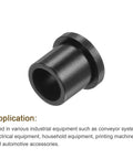 Durable Nylon Flanged Sleeve Bearings Set, self-lubricating plastic bushing, black, for machinery and DIY projects