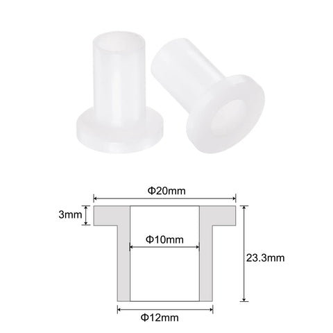 4 Piece Pack Flanged Sleeve Bearings Nylon Bushings White Self Lubricating With High Load Capacity And Wear Resistance 10mm Bore 12mm OD