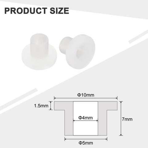 Flanged Sleeve Bearings Nylon Bushings With Flange 4mm Bore 5mm Outer Diameter 7mm Length Flange Diameter 10mm, size diagram.