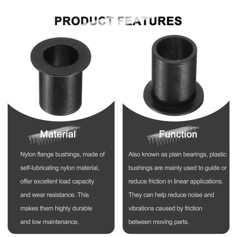 12 Pack Flanged Nylon Sleeve Bearings 13mm Bore 16.1mm OD 22.1mm Length Flange 22mm Black Self Lubricating Bushings
