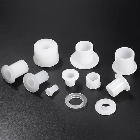 Assorted white Flanged Sleeve Bearings Set Of 10 DIY Friendly Nylon Bushings For Shaft 6mm Bore 8mm OD 8.1mm Length No Oil Needed