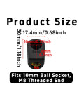 Front view of 4 Pack Gas Strut End Fittings For 10Mm Ball Socket With M8 Thread Nylon Lift Support Joint Connector Black