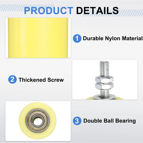 8 Pcs Slide Gate Guide Rollers Set For Sliding Gate Or Door, 1-5/8 Inch Diameter By 2 Inch Length, Nylon Outer Wheel With Steel Inner Bearing