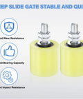 2 Pack Slide Gate Guide Roller Set With 2 Inch Nylon Rollers and Sealed Ball Bearing for Sliding Doors, Durable Yellow Wheels