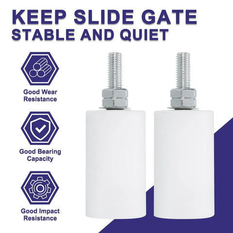 8 Pcs Slide Gate Guide Roller Set With 2.7 Inch Nylon Wheels For Sliding Doors, Universal Gate Pulley Wheels And Gate Support Assembly For Rolling Gates And Electric Doors, White Durable Construction