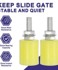 Slide Gate Guide Rollers 8 Piece Nylon Wheel Set For Sliding Doors And Gates, showing two beige nylon rollers with threads.